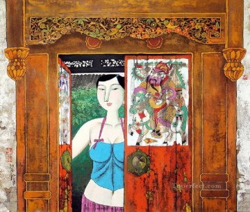  Chinese Painting - Hu yongkai Chinese lady 9